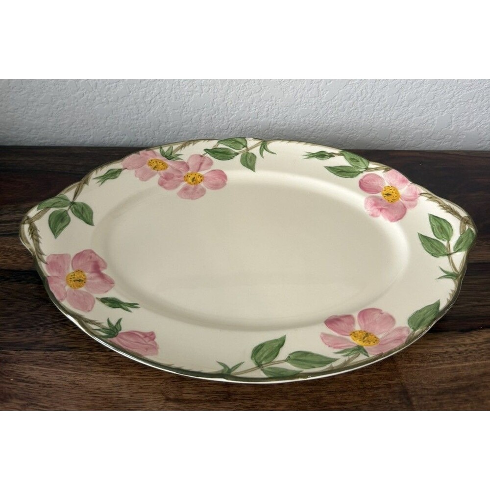 Franciscan Desert Rose Earthenware Oval Serving Platter Tray 14"x 10" USA - Chip
